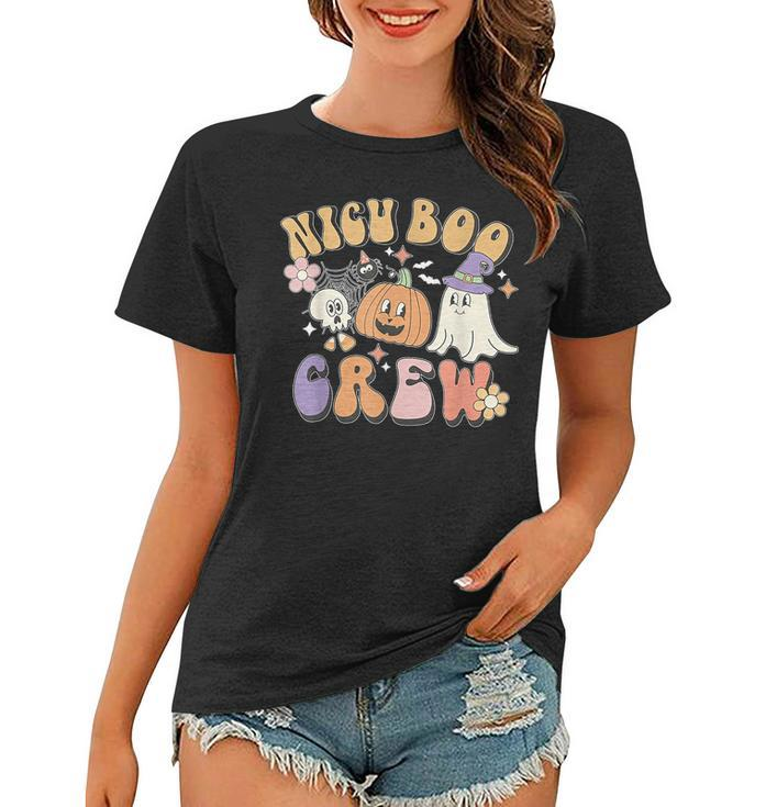 Nicu Boo Crew Ghost Pumpkin Costume Nicu Nurse Halloween Women T-shirt