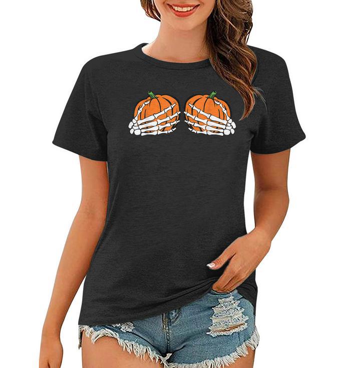  Womens Funny Fall Season and Halloween Pumpkin Boob