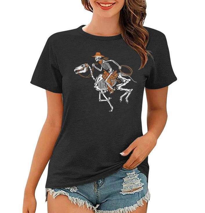 Skeleton Cowboy Riding Horse Halloween Rider Costume Men Women T-shirt
