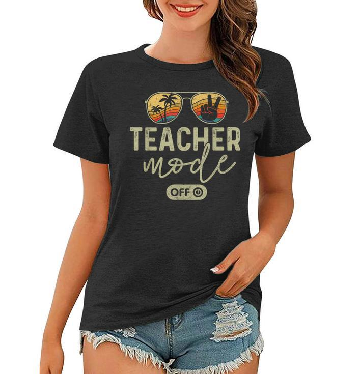 Teacher Mode Off Sunglasses Retro Sunset Summer Vacation Women T-shirt