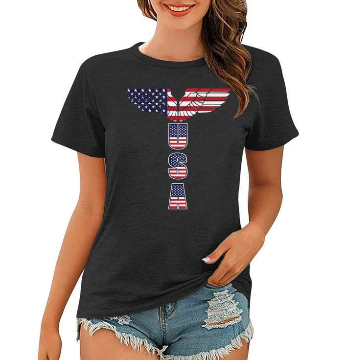 Usa - Bald Eagle Wings - 4Th Of July - Veterans  Usa Funny Gifts Women T-shirt