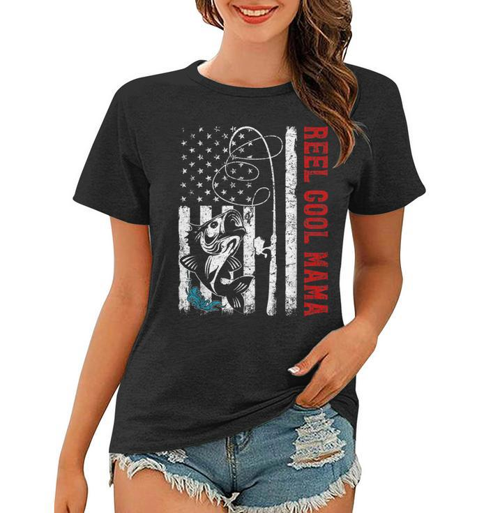 Usa Flag Reel Cool Mama Fishing Fisher Fisherman  Gift For Women Women T-shirt
