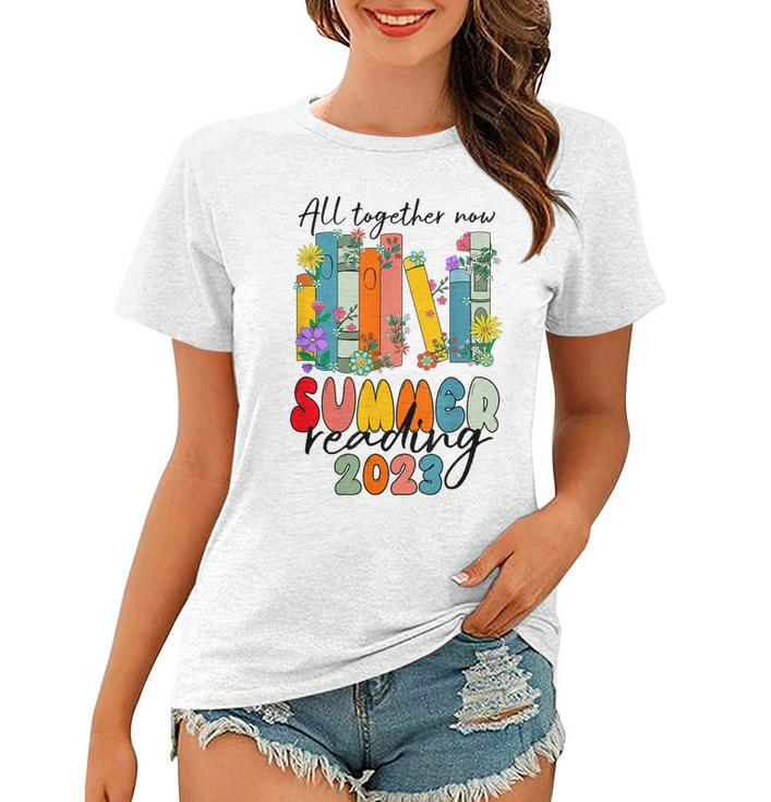 All Together Now Summer Reading 2023 Books Retro Groovy Women T-shirt