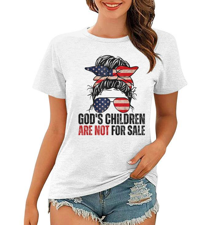 Gods Children Are Not For Sale - Messy Bun Usa Flag Glasses  Usa Funny Gifts Women T-shirt