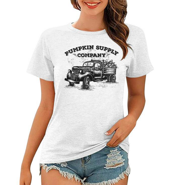 Pumpkin Old Truck Vintage Antique Fall Season For Women T-shirt