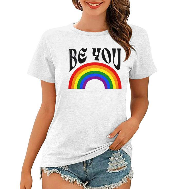 Retro Rainbow Lgbtq Be You Gay Pride Lgbt Ally Flag Vintage   Women T-shirt