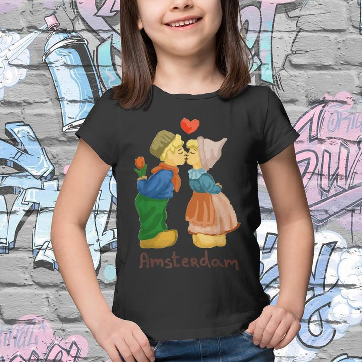 Amsterdam Boy Girl Kiss Love Heart Tulip Holland Netherlands Youth T-shirt