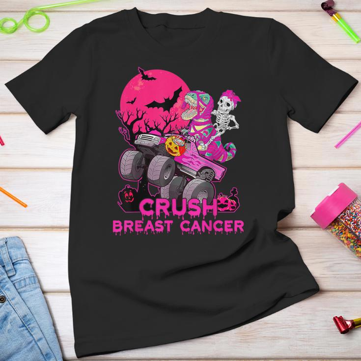 Crush Breast Cancer Skeleton Monster Truck Halloween Boy Kid Youth T-shirt