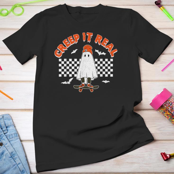 Ghost Skateboard Creep It Real Halloween Toddler Boy Kid Youth T-shirt
