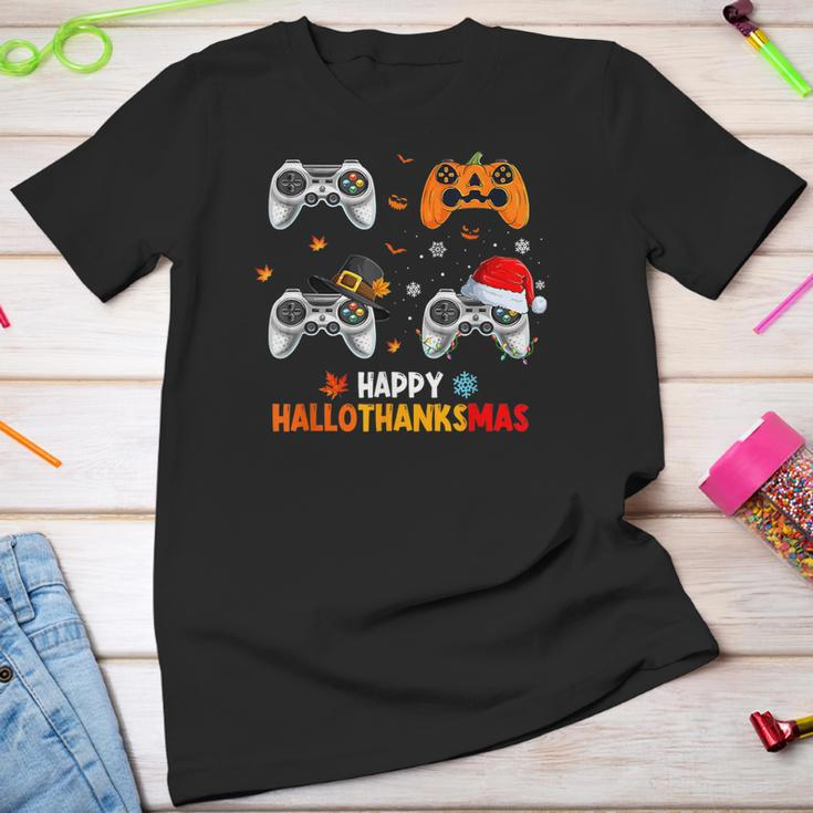 Happy Hallothanksmas Video Game Halloween Thanksgiving Xmas Youth T-shirt