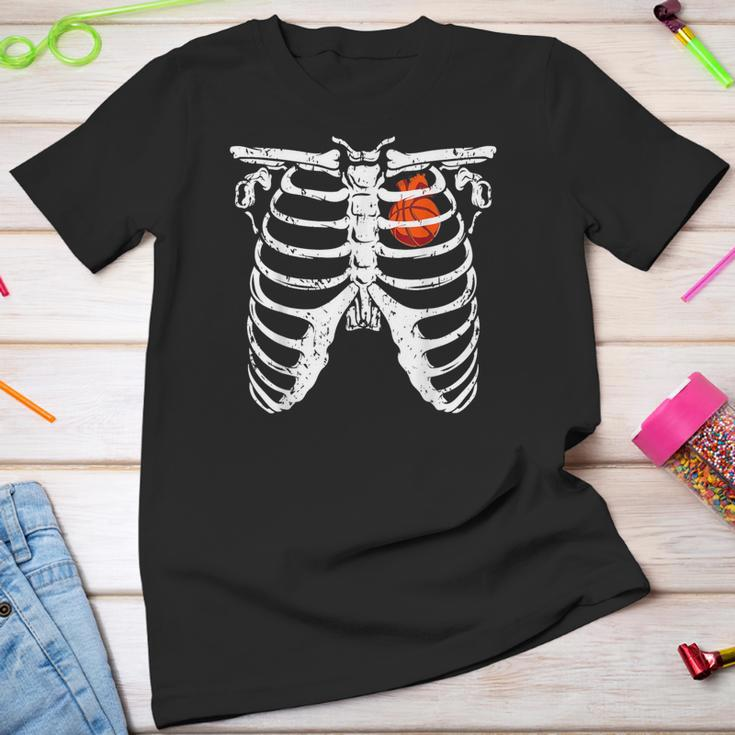 Skeleton Rib Cage Basketball Retro Halloween Costume Boys Youth T-shirt