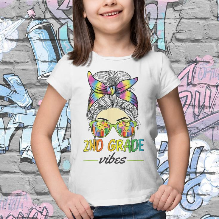 2Nd Grade Vibes Teacher Messy Bun Back To School Women Teacher Gifts Youth T-shirt