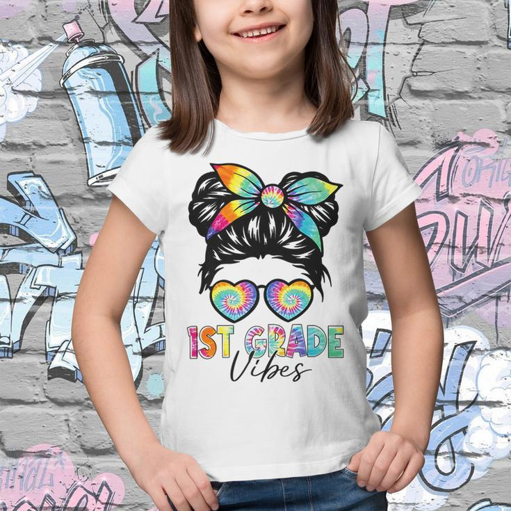 First Grade Vibes Messy Bun 1St Grade Team Back To School Bun Gifts Youth T-shirt