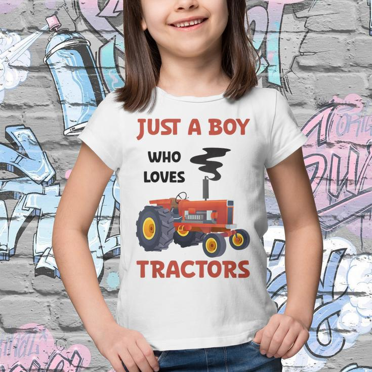 Kids Just A Boy Who Loves Tractors Farming Lover Awesome Cute Youth T-shirt
