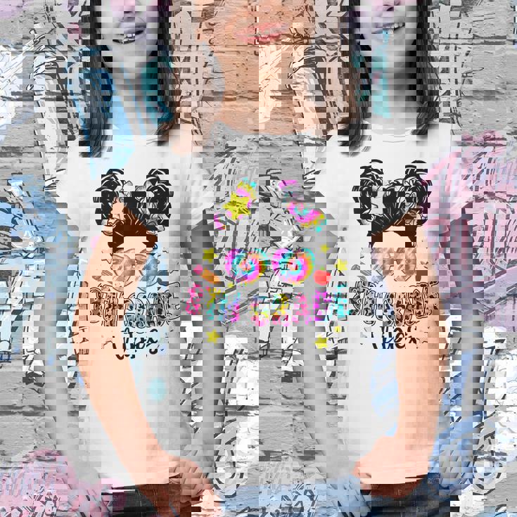 Messy Bun Tie Dye 8Th Grade Vibes Cute Back To School Gifts Bun Gifts Youth T-shirt