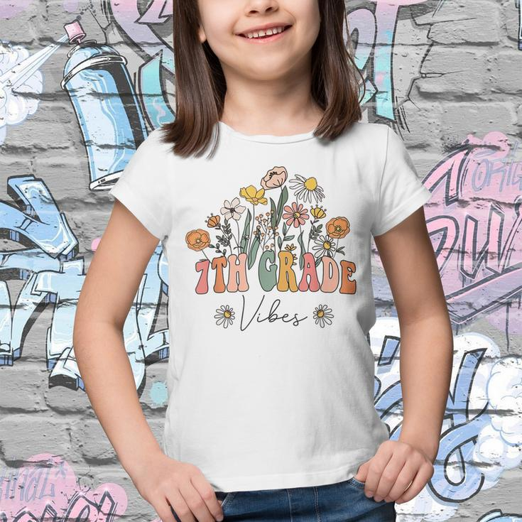 Retro Wildflower 7Th Grade Vibes First Day Back To School Retro Gifts Youth T-shirt