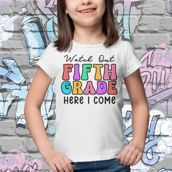 Watch Out 5Th Grade Here I Come Groovy Back To School Youth T-shirt