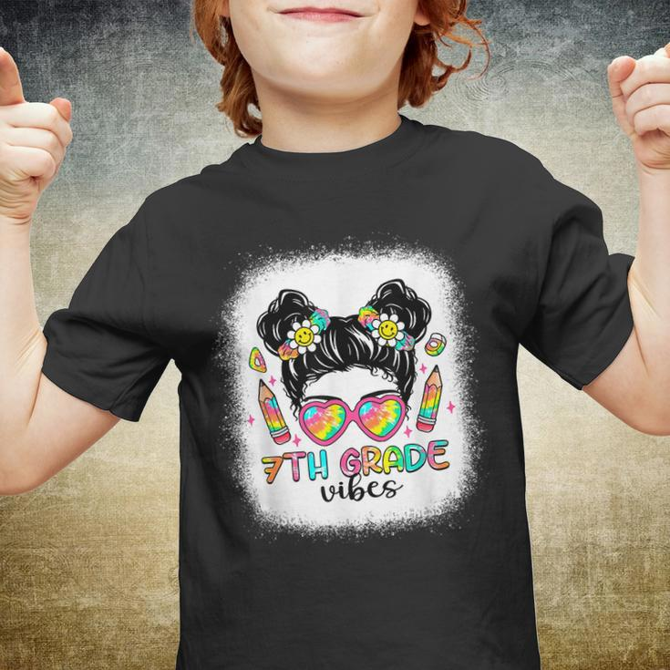 7Th Grade Vibes Messy Bun Girls Tie Dye Back To School Gifts Bun Gifts Youth T-shirt