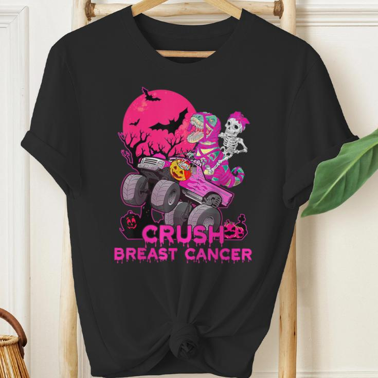 Crush Breast Cancer Skeleton Monster Truck Halloween Boy Kid Youth T-shirt