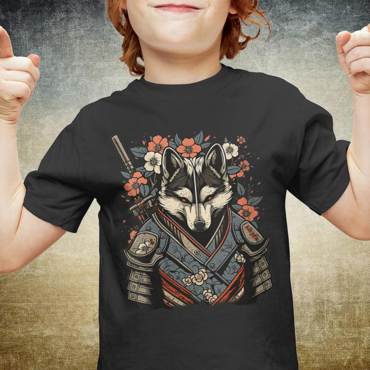 Japanese Samurai Wolf Tattoo Vintage Kawaii Ninja Gift For Womens Gift For Women Youth T-shirt