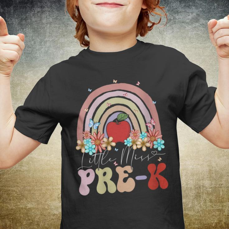 Little Miss Pre-K Back To School Rainbow Groovy Floral Little Miss Gifts Youth T-shirt