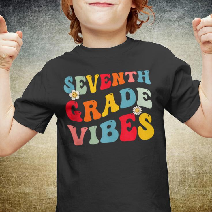 Seventh Grade Vibes Retro Groovy First Day Of School Teacher School Teacher Funny Gifts Youth T-shirt