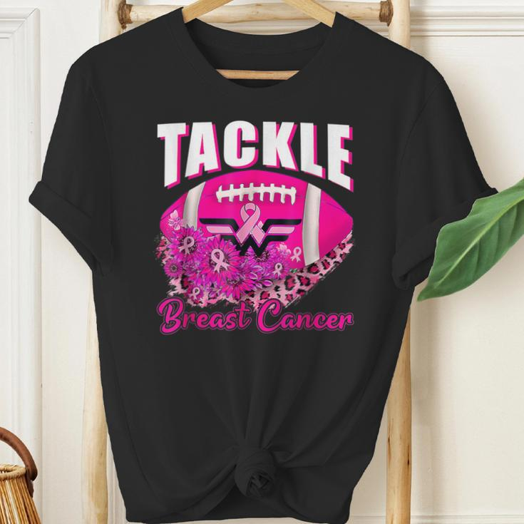 Tackle Football Pink Ribbon Breast Cancer Awareness Boys Kid Youth T-shirt
