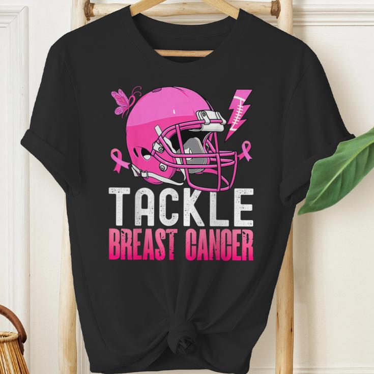 Tackle Football Pink Ribbon Breast Cancer Awareness Boys Youth T-shirt