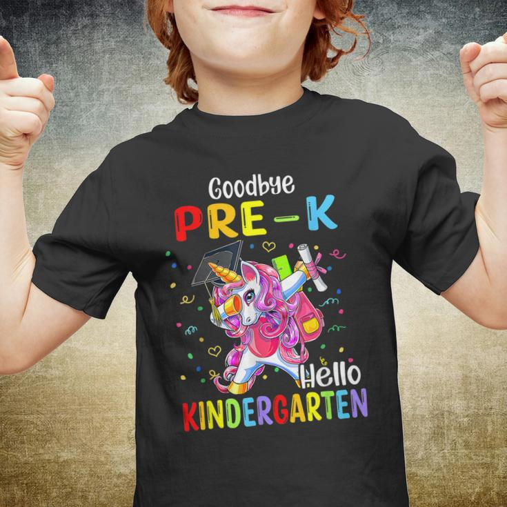Unicorn Goodbye Pre K Hello Kindergarten Last Day Of School Youth T-shirt