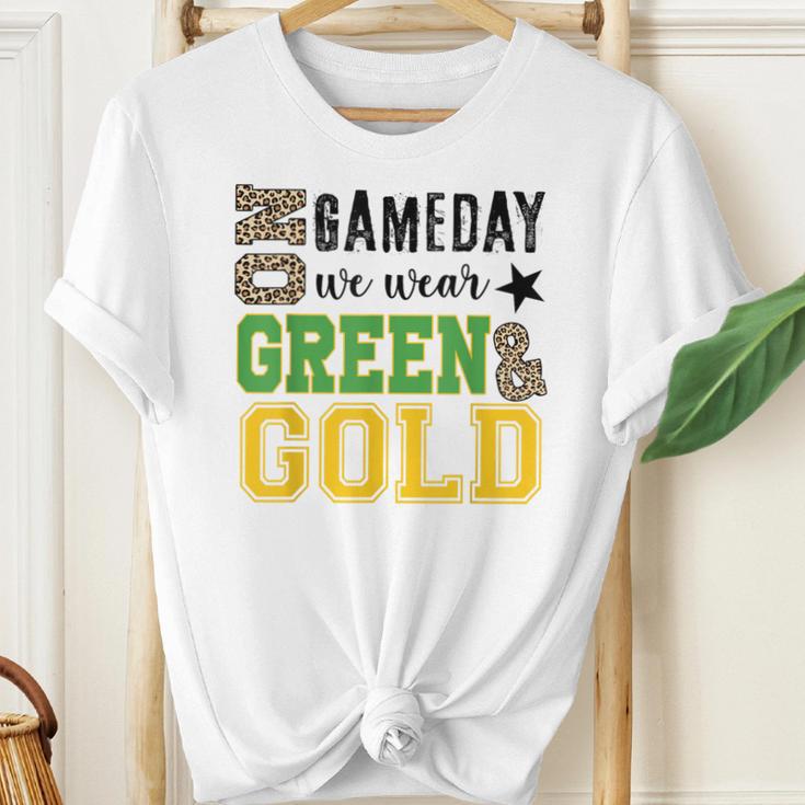 On Gameday Football We Wear Green And Gold Leopard Print Youth T-shirt