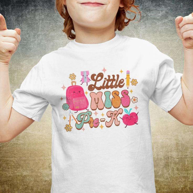 Kids Little Miss Pre-K Baby Girl First Day Of School Groovy Little Miss Gifts Youth T-shirt