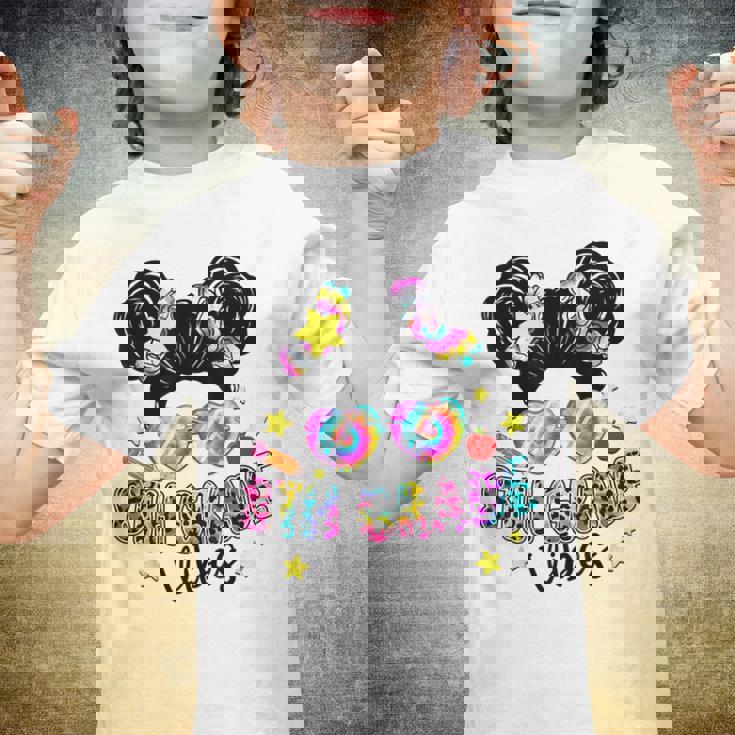 Messy Bun Tie Dye 8Th Grade Vibes Cute Back To School Gifts Bun Gifts Youth T-shirt