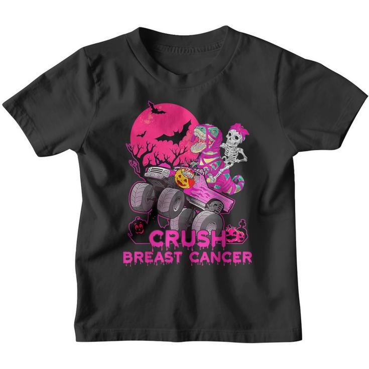 Crush Breast Cancer Skeleton Monster Truck Halloween Boy Kid Youth T-shirt