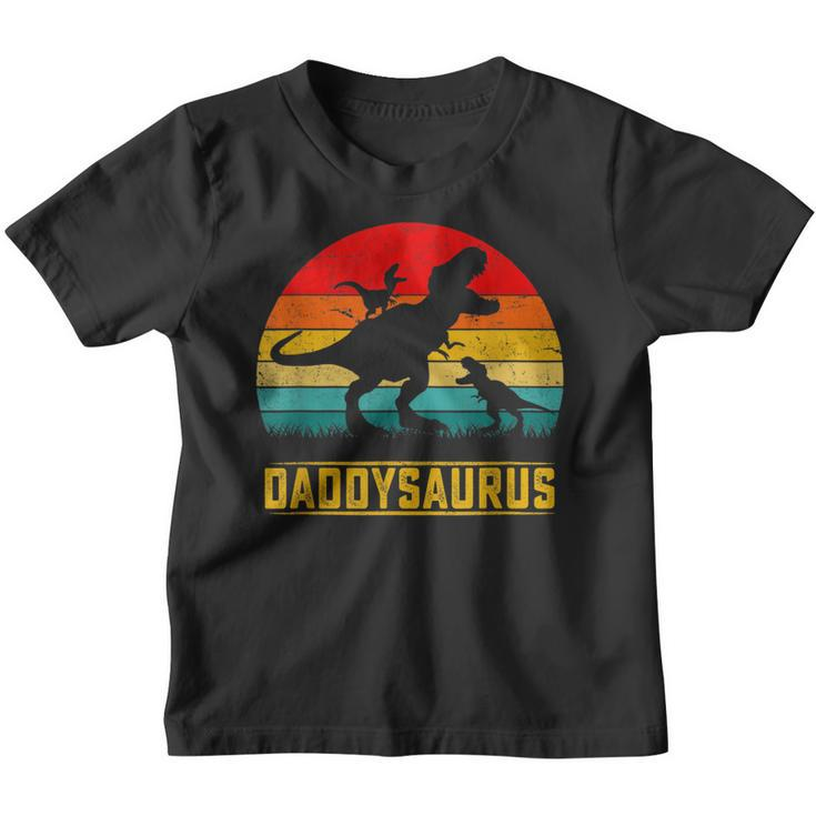 Daddy Dinosaur Daddysaurus 2 Two Kids Funny Fathers Day Dad  Youth T-shirt
