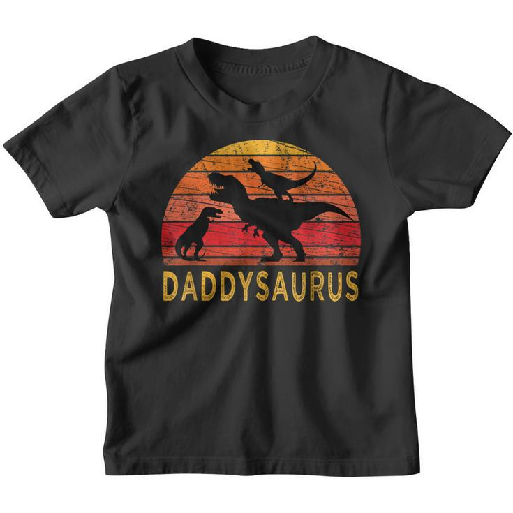 Daddy Dinosaur Daddysaurus 2 Two Kids Gift For Dad Husband  Youth T-shirt