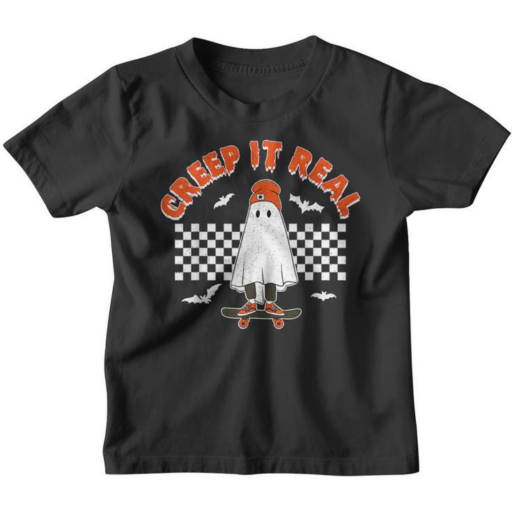 Ghost Skateboard Creep It Real Halloween Toddler Boy Kid Youth T-shirt