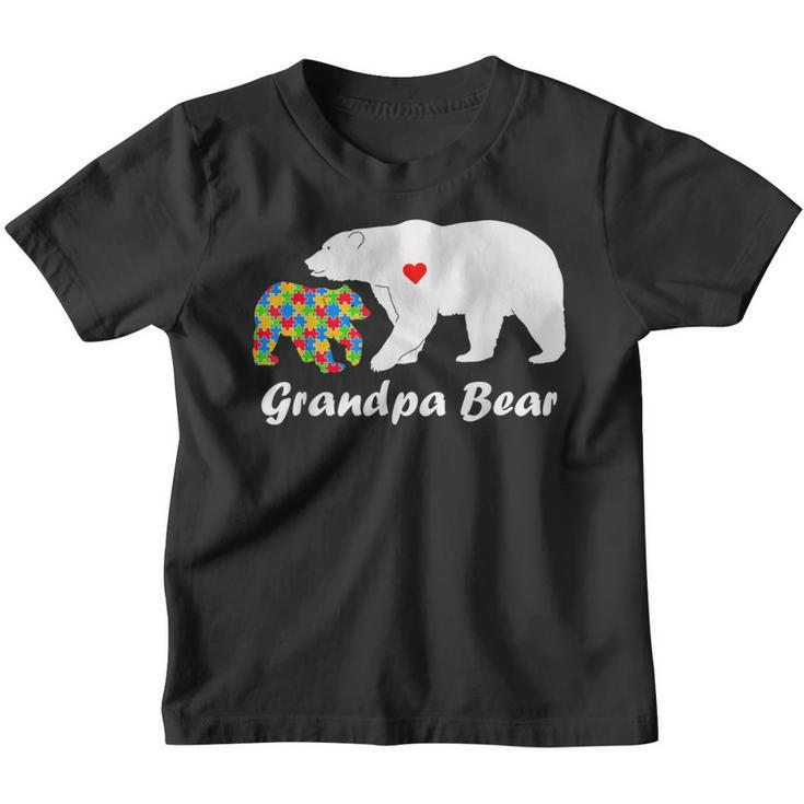 Grandpa Bear Autism Awareness Pop Pop Love Support Kids  Youth T-shirt
