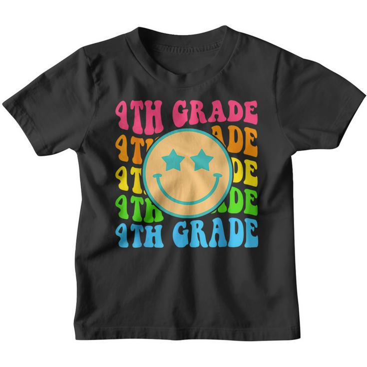 Groovy 4Th Grade Vibes Face Retro Back To School First Day  Retro Gifts Youth T-shirt