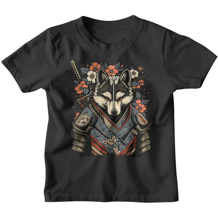 Japanese Samurai Wolf Tattoo Vintage Kawaii Ninja  Gift For Women Youth T-shirt