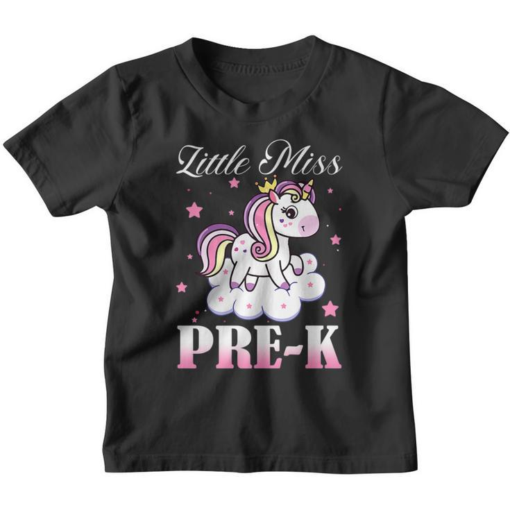 Little Miss Pre K Back To School Unicorn Girls   Unicorn Funny Gifts Youth T-shirt