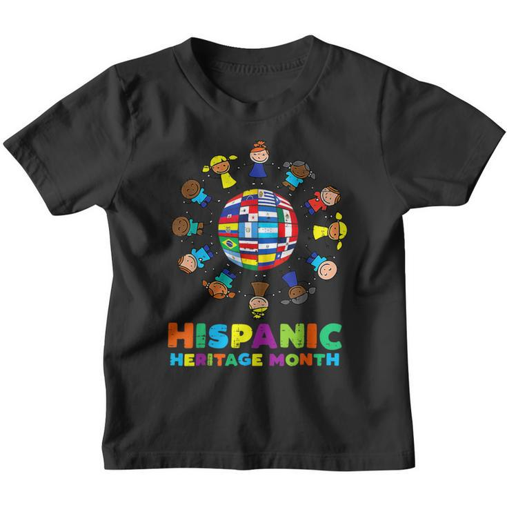 Hispanic Heritage Month Around Globe Hispanic Flags Boys Youth T-shirt