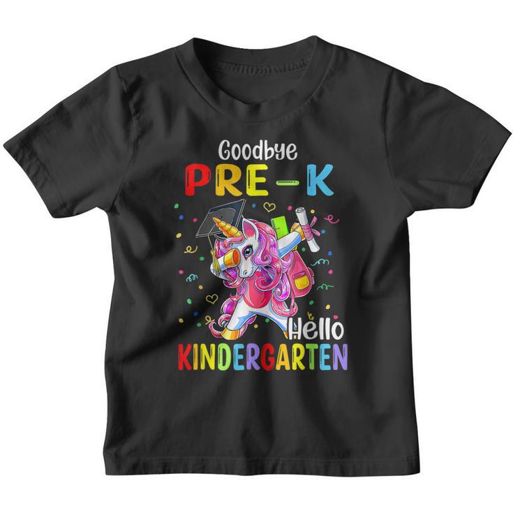 Unicorn Goodbye Pre K Hello Kindergarten Last Day Of School Youth T-shirt