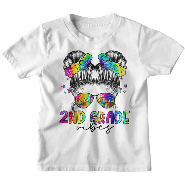 2Nd Grade Vibes Messy Bun Girl - Second Grade Back To School  Bun Gifts Youth T-shirt