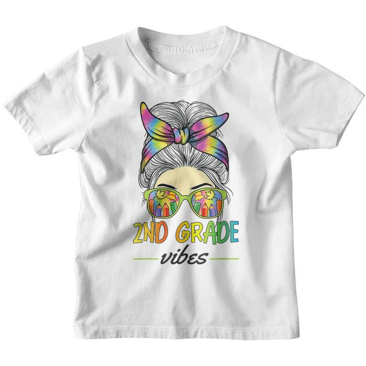2Nd Grade Vibes Teacher Messy Bun Back To School Women Teacher Gifts Youth T-shirt