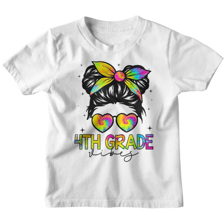4Th Grade Vibes Messy Hair Bun Back To School Teacher Girl  Gifts For Teacher Funny Gifts Youth T-shirt