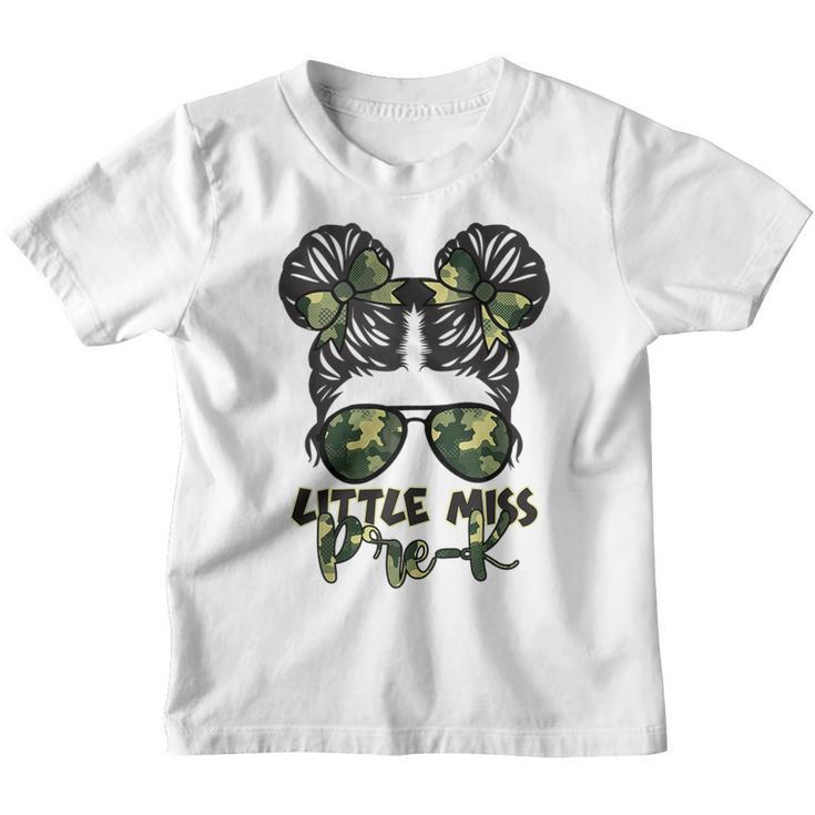 Camo Little Miss Pre-K Messy Bun Teacher And Child  Gifts For Teacher Funny Gifts Youth T-shirt