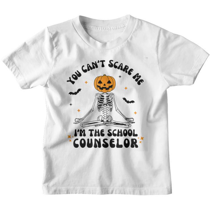 You Cant Scare Me Im The School Counselor Halloween Skeleton Youth T-shirt