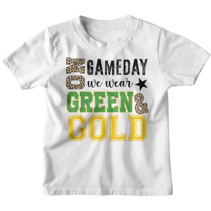 On Gameday Football We Wear Green And Gold Leopard Print Youth T-shirt
