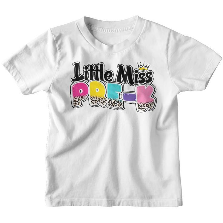 Groovy First Day Of Little Miss Pre K Back To School Leopard  Youth T-shirt