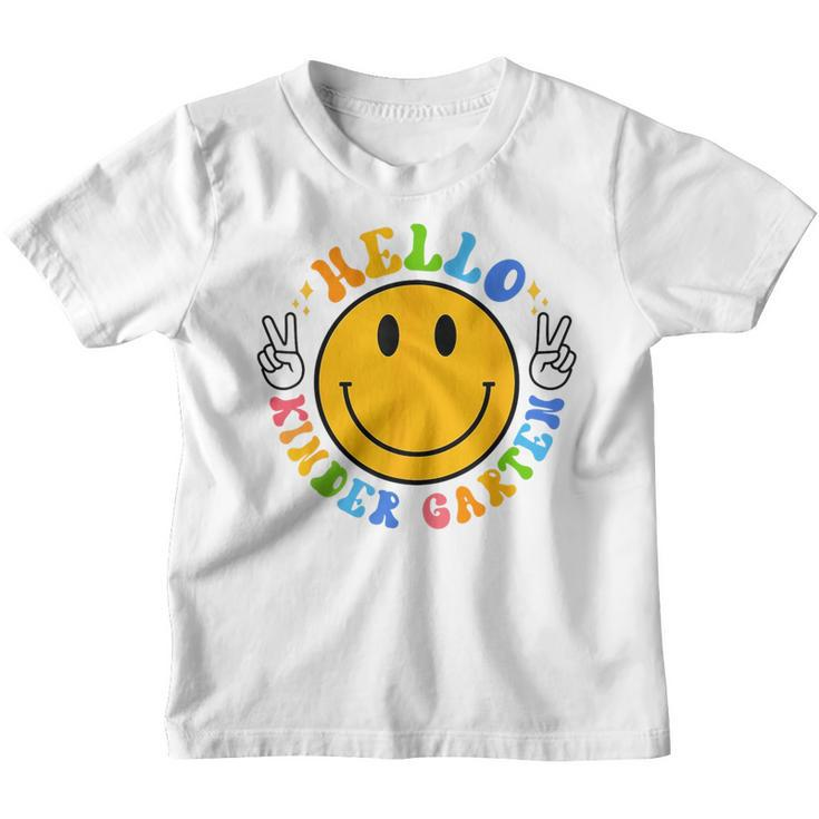 Groovy Hello Kindergarten Vibes Retro Teacher Back To School  Gifts For Teacher Funny Gifts Youth T-shirt